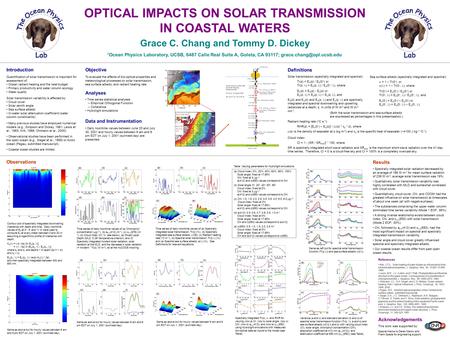 (a) (b) (c) (d) (e) (a)(b) (c)(d) OPTICAL IMPACTS ON SOLAR TRANSMISSION IN COASTAL WATERS Grace C. Chang and Tommy D. Dickey 1 Ocean Physics Laboratory,