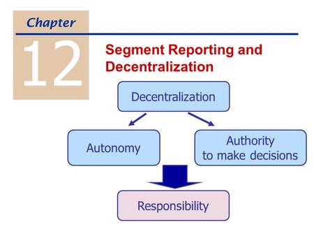 Decentralization Autonomy Authority to make decisions Responsibility 12 Segment Reporting and Decentralization Chapter.