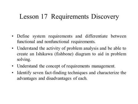 Lesson 17 Requirements Discovery