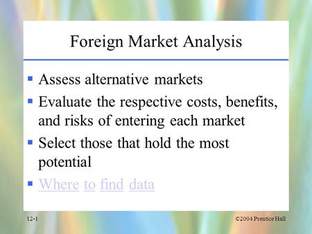 Foreign Market Analysis