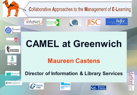 CAMEL at Greenwich Maureen Castens Director of Information & Library Services.