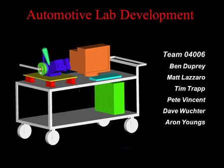 Automotive Lab Development Team 04006 Ben Duprey Matt Lazzaro Tim Trapp Pete Vincent Dave Wuchter Aron Youngs.