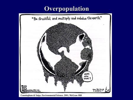 Overpopulation. Issues to Be Considered Population Growth – fertility rates, social and cultural roles, government roles Economic problems – debt, hunger.