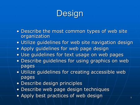 Design Describe the most common types of web site organization