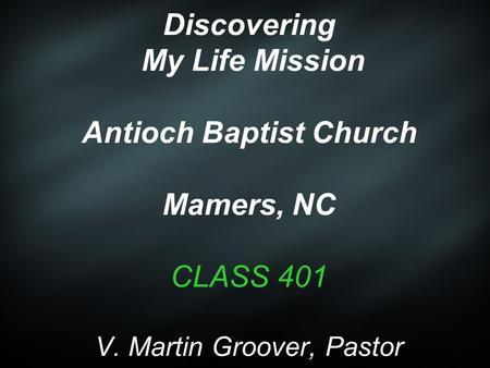 DISCOVERING MY LIFE MISSION