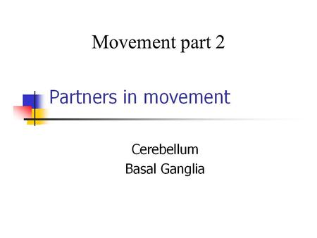 Movement part 2. Cerebellum and Brainstem KW p. 363.