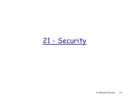 8: Network Security8-1 21 - Security. 8: Network Security8-2 Chapter 8 Network Security A note on the use of these ppt slides: We’re making these slides.