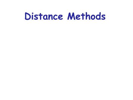 Distance Methods. Distance Estimates attempt to estimate the mean number of changes per site since 2 species (sequences) split from each other Simply.