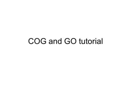COG and GO tutorial.