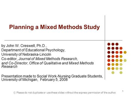 Planning a Mixed Methods Study
