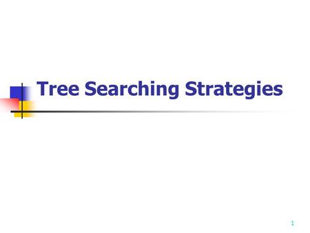 1 Tree Searching Strategies. 2 The procedure of solving many problems may be represented by trees. Therefore the solving of these problems becomes a tree.