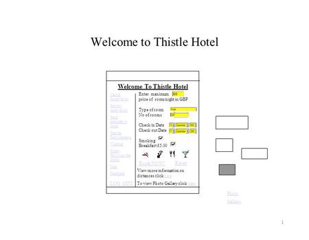 1 Welcome to Thistle Hotel Welcome To Thistle Hotel Enter maximum price of room/night in GBP Type of room No of rooms Check in Date Check out Date Smoking.