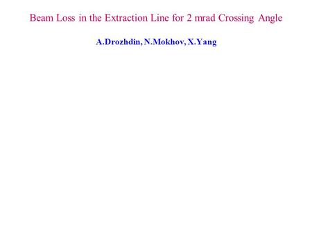 Beam Loss in the Extraction Line for 2 mrad Crossing Angle A.Drozhdin, N.Mokhov, X.Yang.