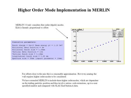 MERLIN 3.0 only considers first order (dipole) modes. Kick is linearly proportional to offset. For offsets close to the axis this is a reasonable approximation.