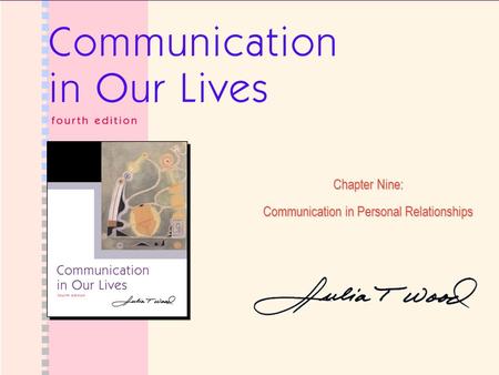Chapter Nine: Communication in Personal Relationships.