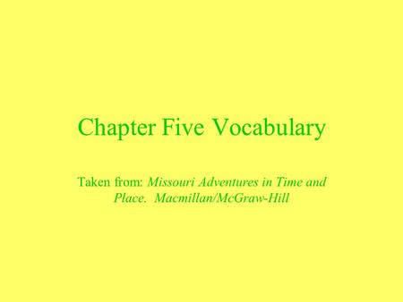 Chapter Five Vocabulary