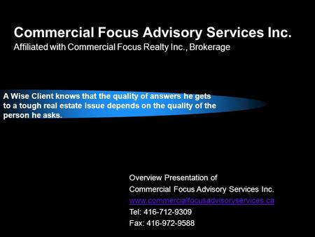 Commercial Focus Advisory Services Inc.