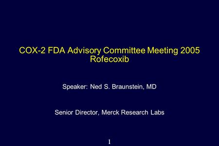COX-2 FDA Advisory Committee Meeting 2005 Rofecoxib