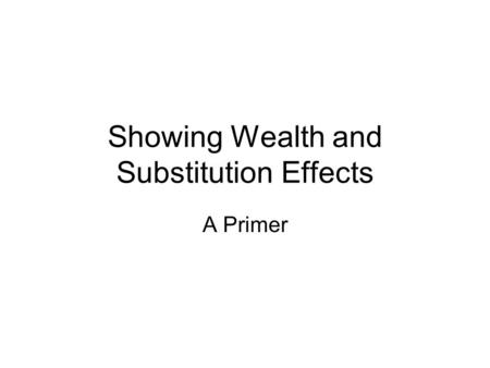 Showing Wealth and Substitution Effects A Primer.