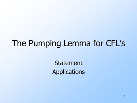 The Pumping Lemma for CFL’s