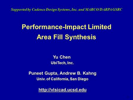 Performance-Impact Limited Area Fill Synthesis
