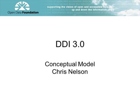 DDI 3.0 Conceptual Model Chris Nelson. Why Have a Model Non syntactic representation of the business domain Useful for identifying common constructs –Identification,