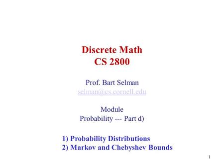 Prof. Bart Selman Module Probability --- Part d)