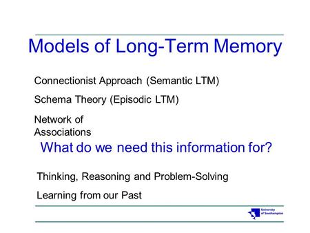 Models of Long-Term Memory