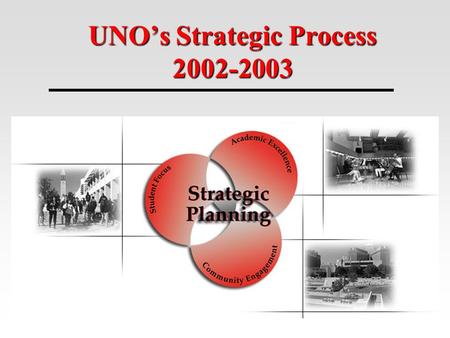 UNO’s Strategic Process 2002-2003. “The essence of the strategic process is that change is not a one-time event—it is a continuous phenomenon.” --Rowley.