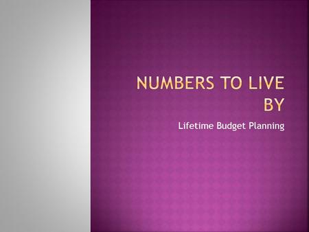 Lifetime Budget Planning.  Bill Bullington     Spend no more than these percents of.