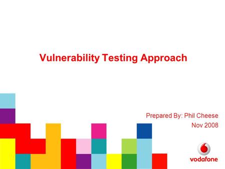 Vulnerability Testing Approach Prepared By: Phil Cheese Nov 2008.