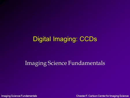 Imaging Science Fundamentals