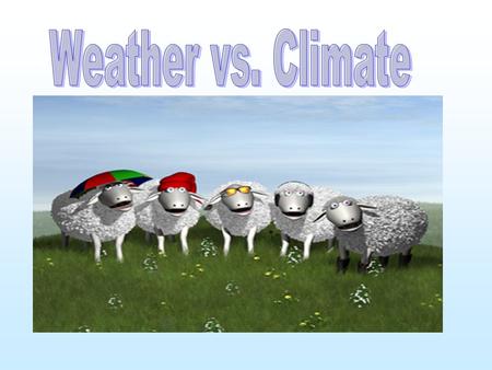 Weather is a description of what the atmosphere is like at a particular time and place. The weather can change from day to day, hour to hour, and from.