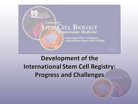 Development of the International Stem Cell Registry: Progress and Challenges.