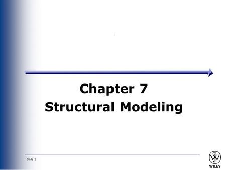 Slide 1 Chapter 7 Structural Modeling. Slide 2 Key Ideas A structural or conceptual model describes the structure of the data that supports the business.