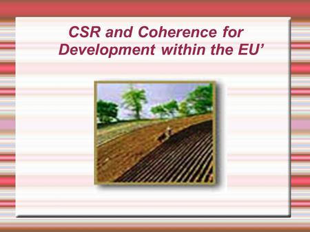 CSR and Coherence for Development within the EU’.