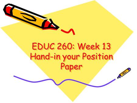 EDUC 260: Week 13 Hand-in your Position Paper. Overview Administrivia Ethics of computing in classrooms What did we learn in the course? Course evaluations.
