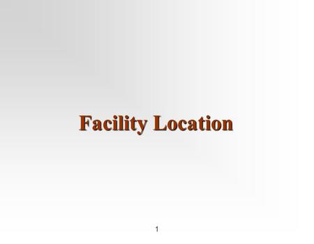 Facility Location.