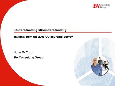 Understanding Misunderstanding Insights from the 2006 Outsourcing Survey John McCord PA Consulting Group.