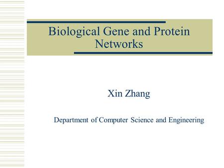 Biological Gene and Protein Networks