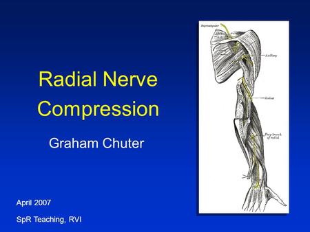 Radial Nerve Compression Graham Chuter SpR Teaching, RVI April 2007.