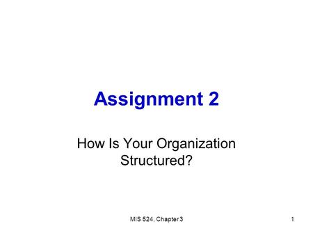 MIS 524, Chapter 31 Assignment 2 How Is Your Organization Structured?