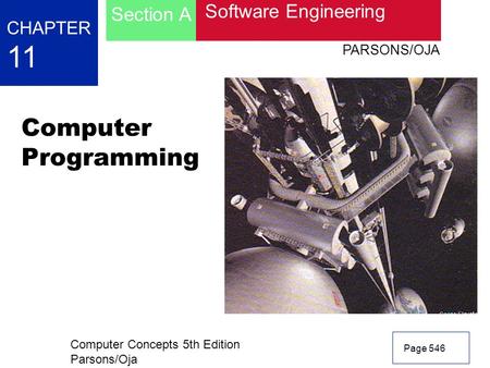 Computer Concepts 5th Edition Parsons/Oja Page 546 CHAPTER 11 Software Engineering Section A PARSONS/OJA Computer Programming.