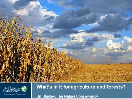 © Mark Godfrey What’s in it for agriculture and forests? Bill Stanley, The Nature Conservancy.