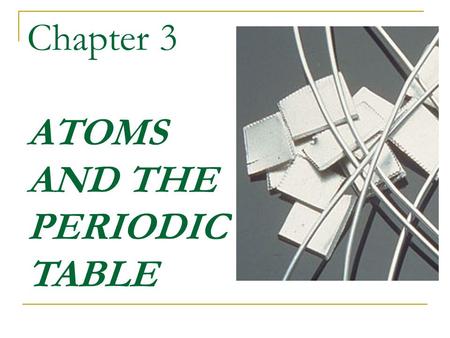 Chapter 3  ATOMS AND THE PERIODIC TABLE