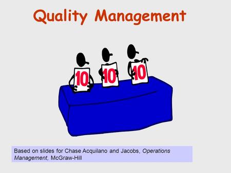 Quality Management © Holmes Miller 1999 Based on slides for Chase Acquilano and Jacobs, Operations Management, McGraw-Hill.