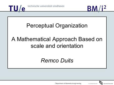 Perceptual Organization A Mathematical Approach Based on scale and orientation Remco Duits.