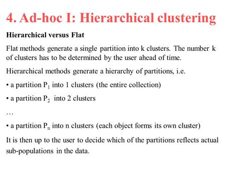 4. Ad-hoc I: Hierarchical clustering