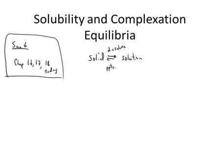 Solubility and Complexation Equilibria. K sp Expressions.