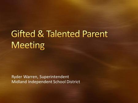 Gifted & Talented Parent Meeting